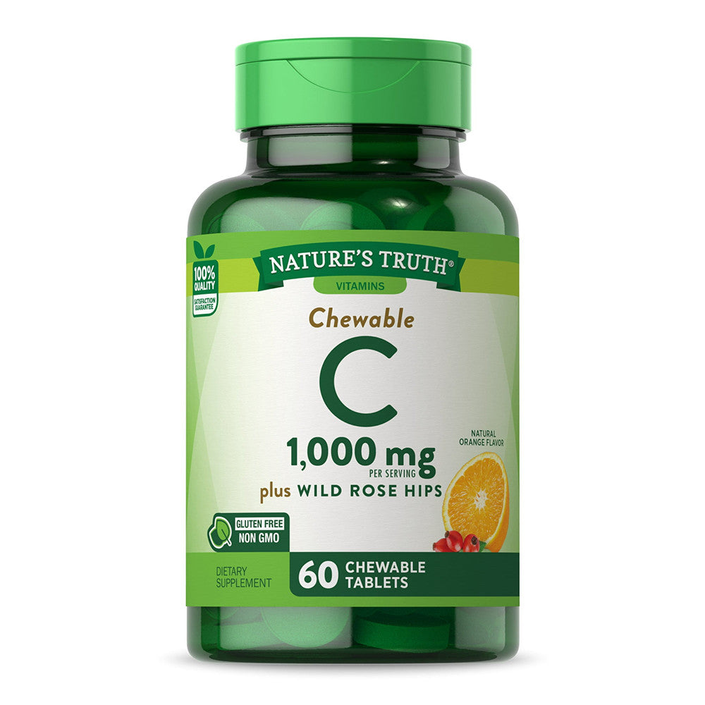 Natures Truth Vitamin C 1000 mg Chewable with RH Tabs, 60 Ea